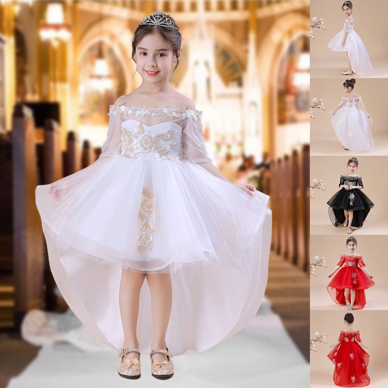 MQATZ 2022 Vestido De Niñas Trailing Fiesta Boda Noche Niña Bordado Floral  Princesa Cumpleaños 3-12 Años | Shopee México