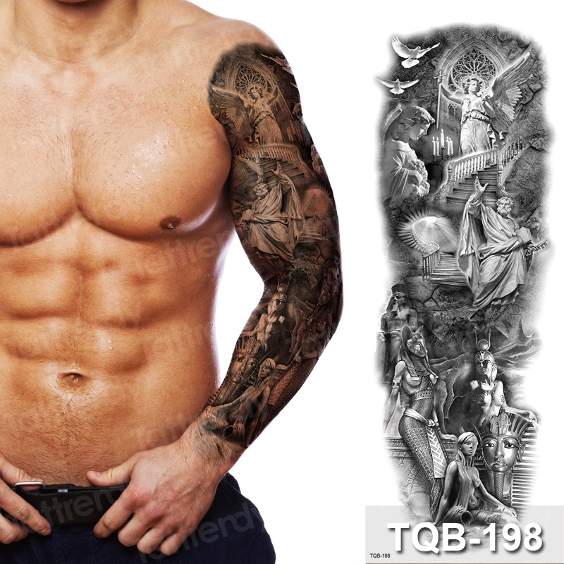 Temporal Tatuaje Brazo Mangas Negro Grandes Tatuajes Mecánicos oversleeve  Máquina mens Hombro tatoo Agua Falso | Shopee México