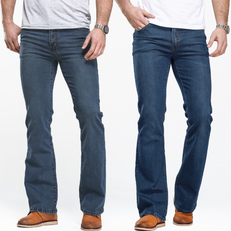 Jeans De De Bota Para Hombre Ligeramente Acampanado Slim Fit Blue Bla Pantalones De Mezclilla Elásticos Clásicos-Ali | Shopee México