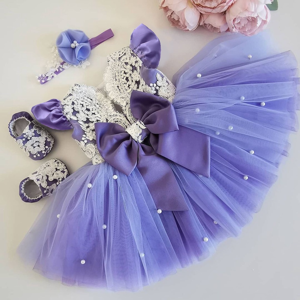 Princesa niñas vestido de encaje Floral bebé fiesta de cumpleaños tutú  Vestidos con diadema | Shopee México