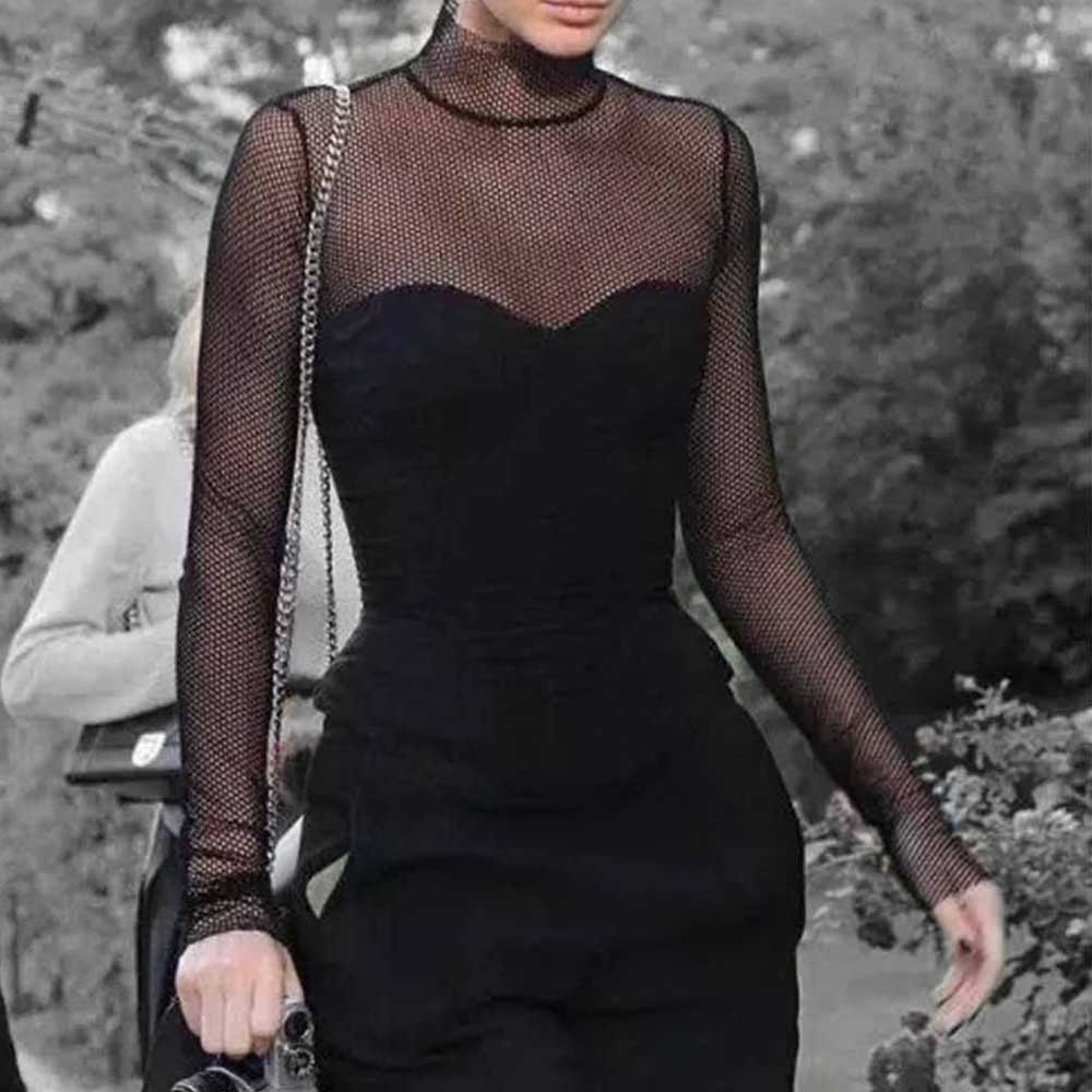 PATRICIA mujer camisa hueco blusas mujer ropa red manga malla negro gótico gótico | Shopee México