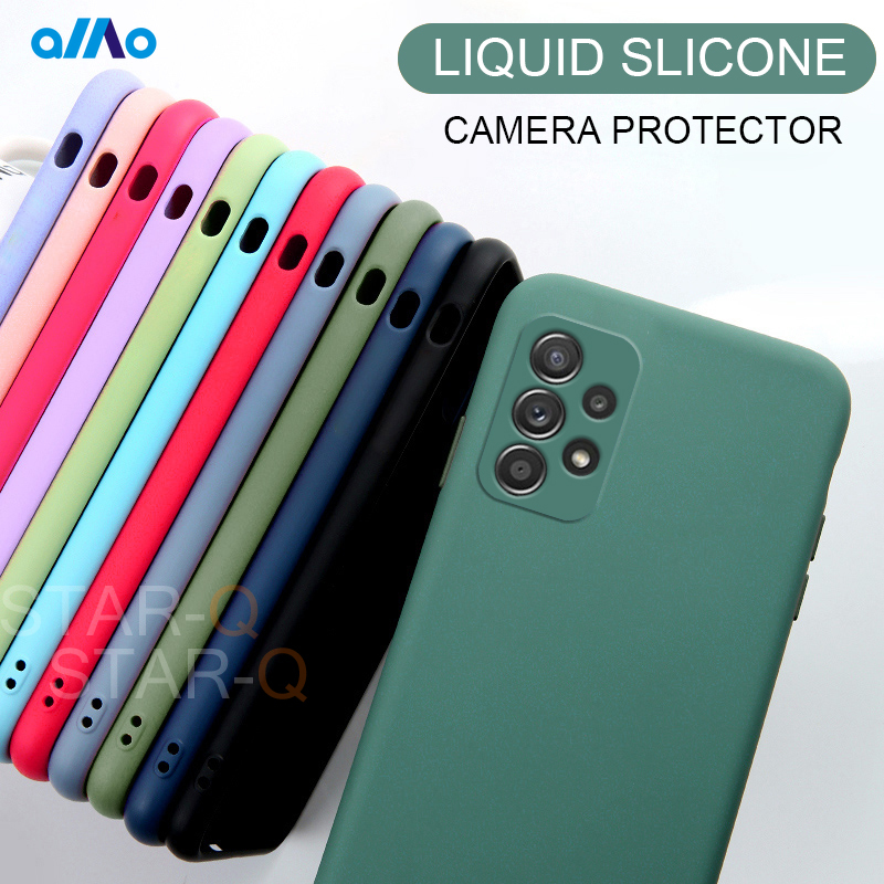 New Upgrade Camera Protector Liquid Silicone Phone Case For Samsung Galaxy A52 A72 A32 4G 5G Original Back Cover Cases