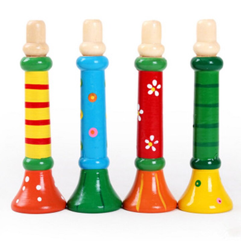 Instrumento de juguete de globo Trompeta De Madera Pintado a Mano Comercio Justo Divertido Regalo Inusual 