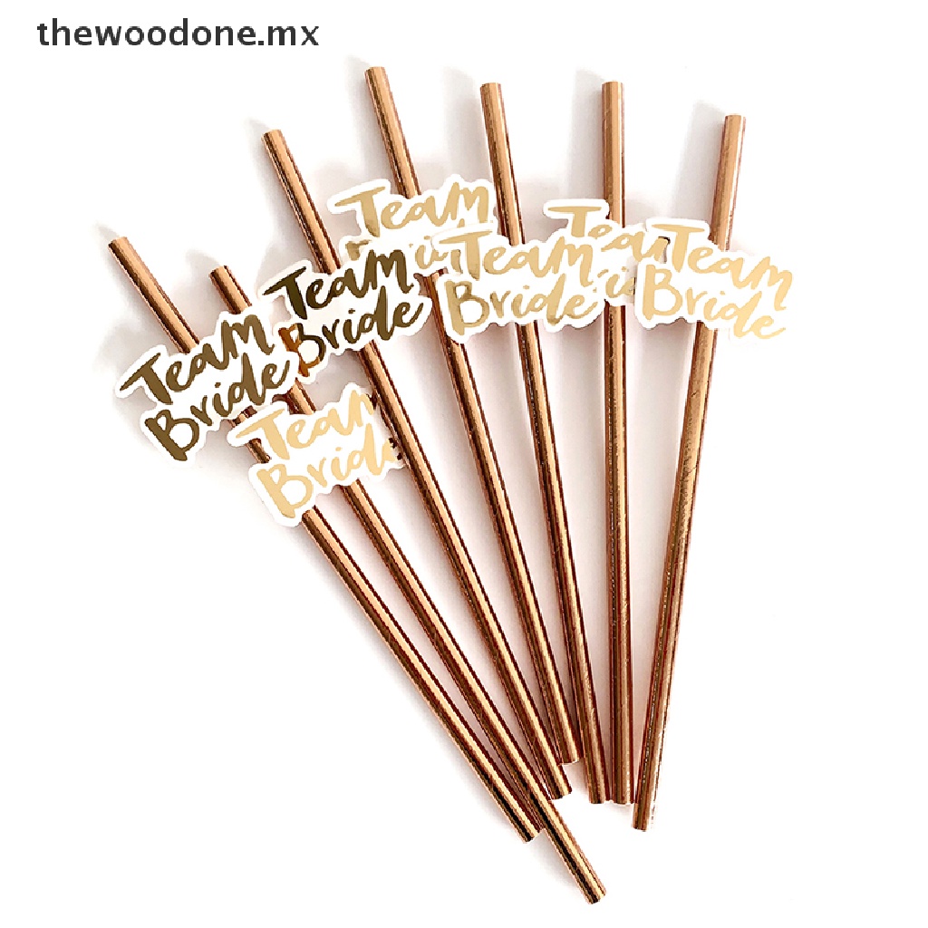 【thewoodone】 10pcs/bag Bride To Be Rose Gold Straw Team Bride Wedding Drinking Hen Party .