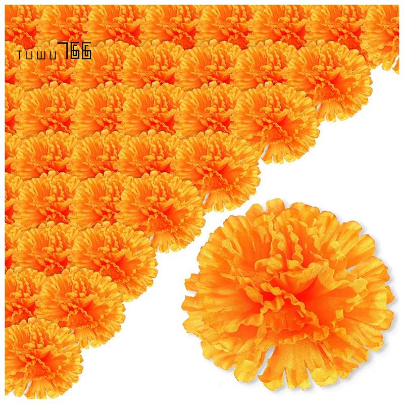 3.9 Pulgadas Caléndula Flores Artificiales Día De La Flor Muerta 50Pcs  Falso Cabeza Para Guirnalda De Hacer | Shopee México