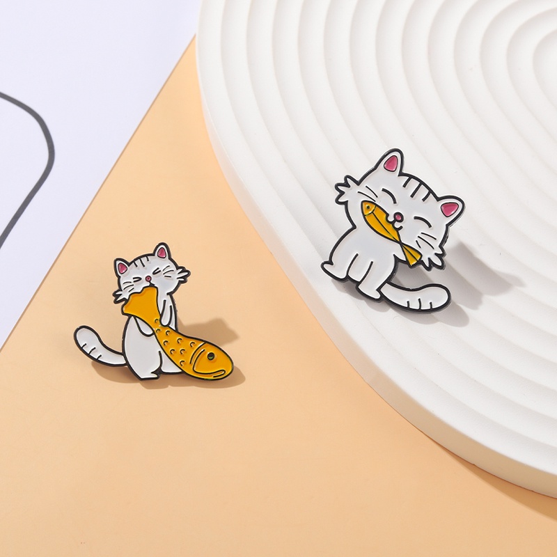 mochilas Renquen esmaltado insignias para sombreros Broche para parejas de gatos accesorios de joyería para mujeres 