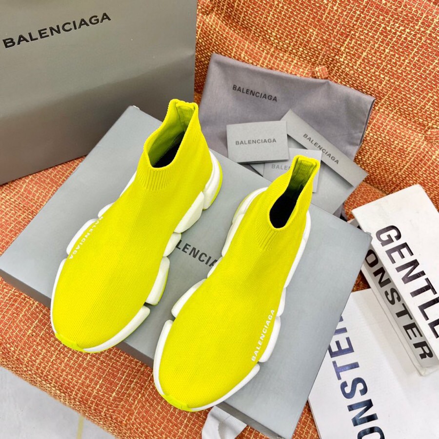 2023ss Balenciaga Calcetines Amarillos Para Hombres Zapatos Deportivos De Letras Altas Para Mujeres Tenis