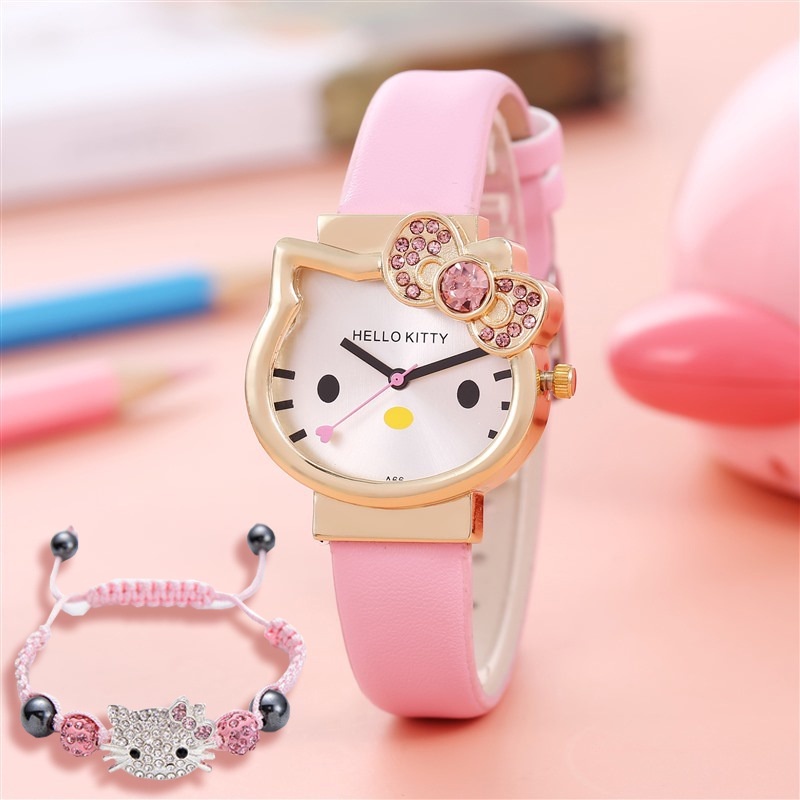 Reloj Hello Kitty Mujer con pulsera 2 en 1 De Cuarzo Con Caja De Regalo