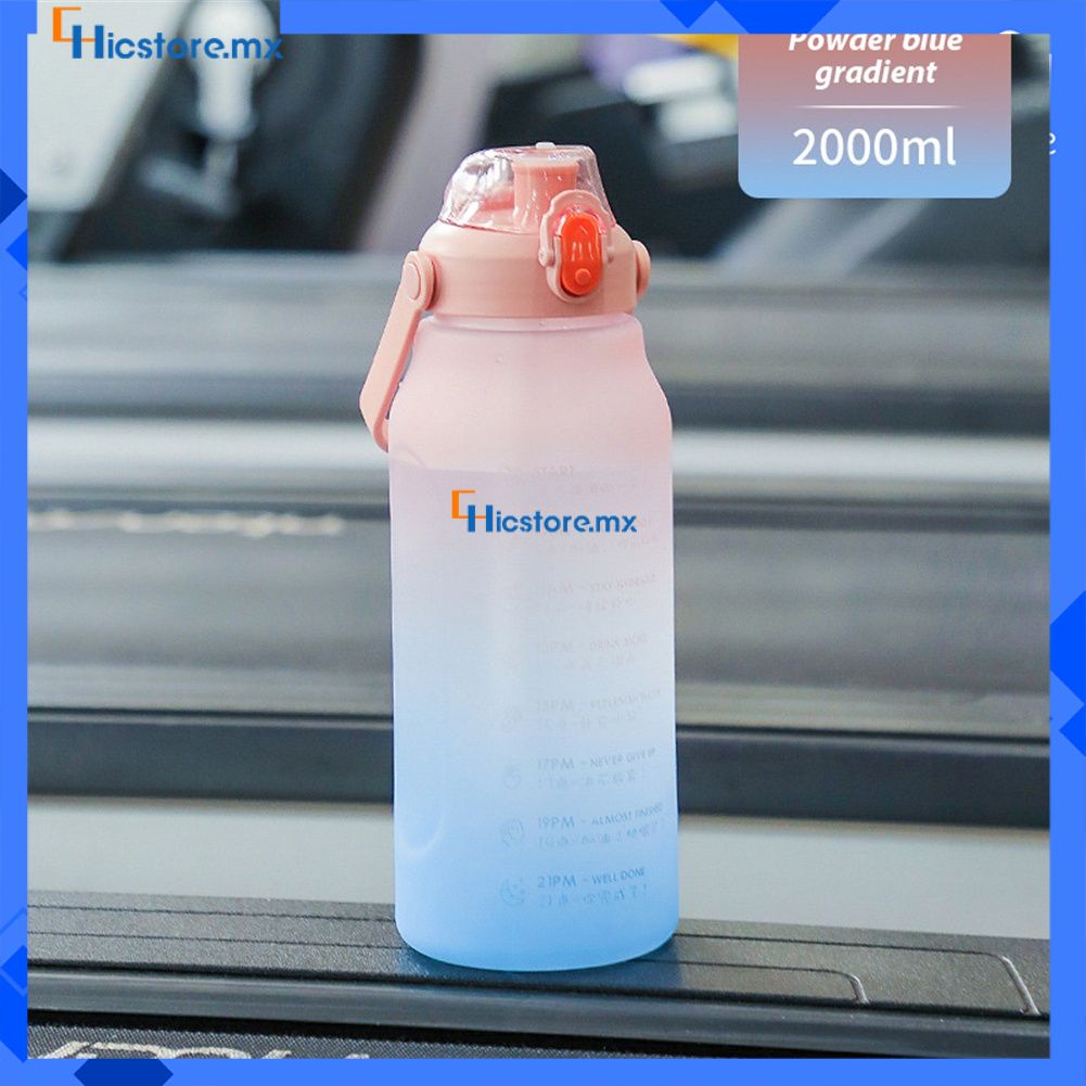 Botella de agua portátil de 2 litros/1,5 litros con paja/gimnasio/botella para deportes