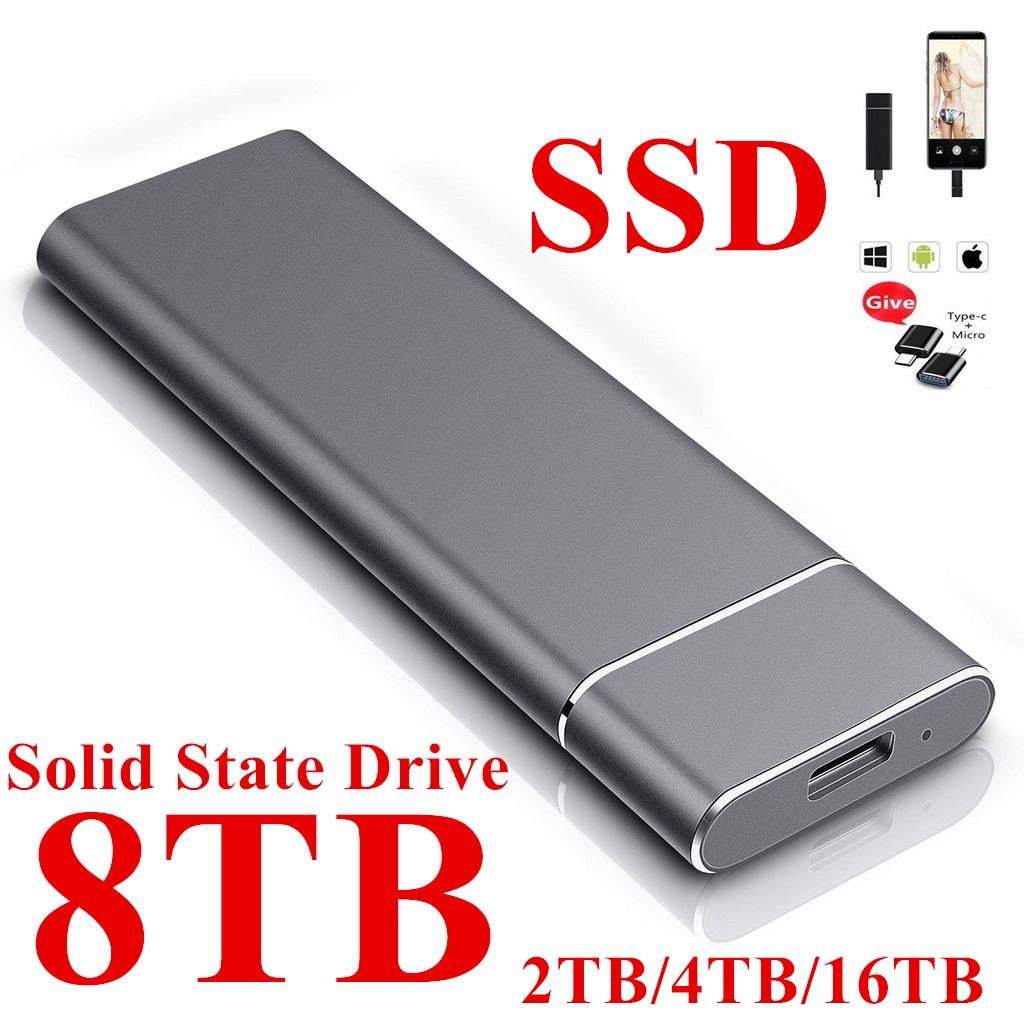 USB 3.1 2TB SSD Disco Duro Externo Para Escritorio Portátil Móvil Negro 
