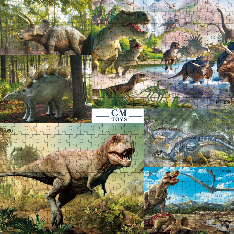 jurassic world] en stock - rompecabezas para niños rompecabezas de  dinosaurio conjunto - juguetes de niño - 126 piezas del tyrannosaurus rex,  raptor, triceratops kindergarten regalo | Shopee México