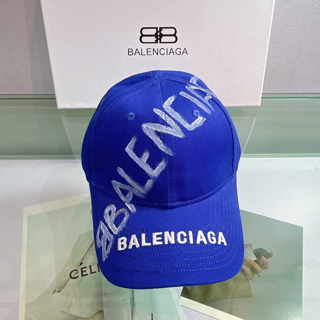 Barato/Balenciaga/Lienzo Bordado Simple Doble B Graffiti Logo Gorra/De Béisbol Para Hombres Señoras/Sombrero De Sol Unisex Pareja