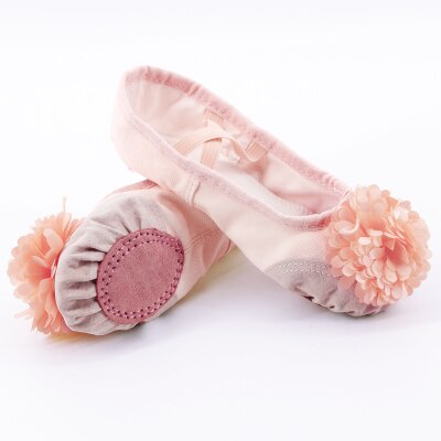 Healifty Zapatos de Ballet para Niñas Diseño de Flores Zapatos de Yoga Antideslizantes Zapatillas de Ballet Rojas Pisos Suelas Divididas de Entrenamiento de Baile Talla 30 