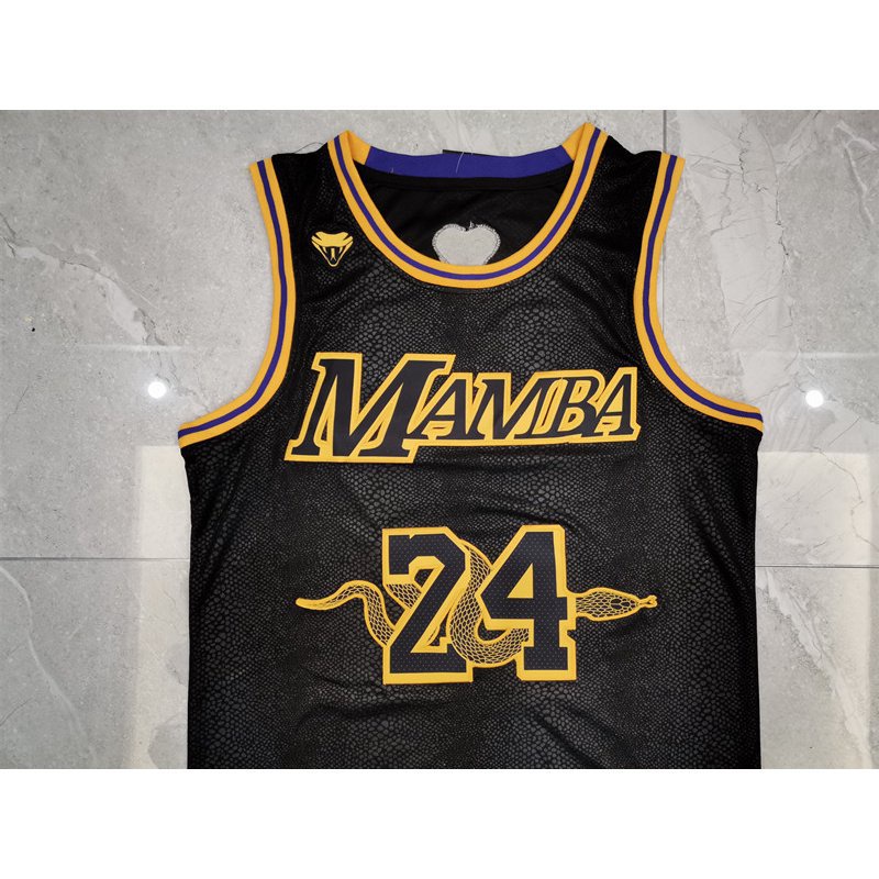 QXFNS Jersey de Hombre Kobe Bryant NO 24 Los Angeles Lakers Camisetas de Verano Uniforme de Baloncesto Bordado Tops Camisetas de Traje de Baloncesto Oro Negro Jersey 