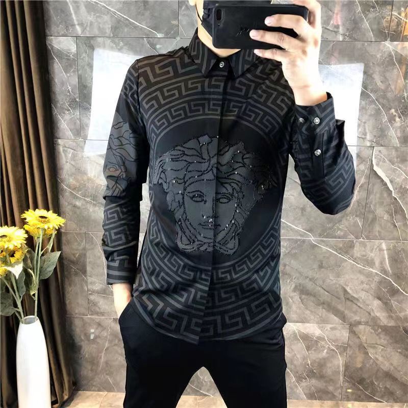 Camisa De Los Hombres De Manga Impreso De Gama Alta Top | Shopee México