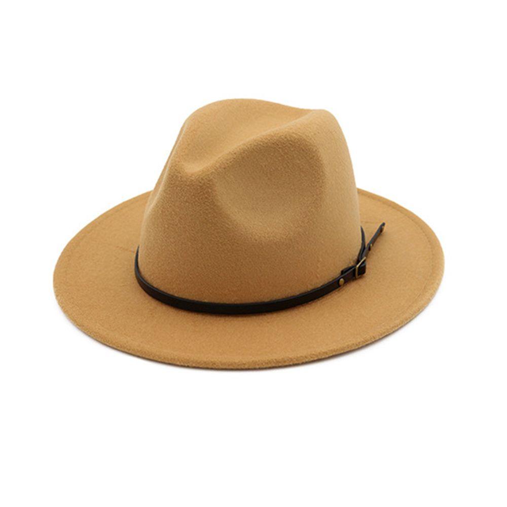 hebilla de cinturón de Panamá Jazz Hat Trilby Hat con banda de cuero PORSYOND Sombrero de Fedora de fieltro de ala ancha para hombres y mujeres 