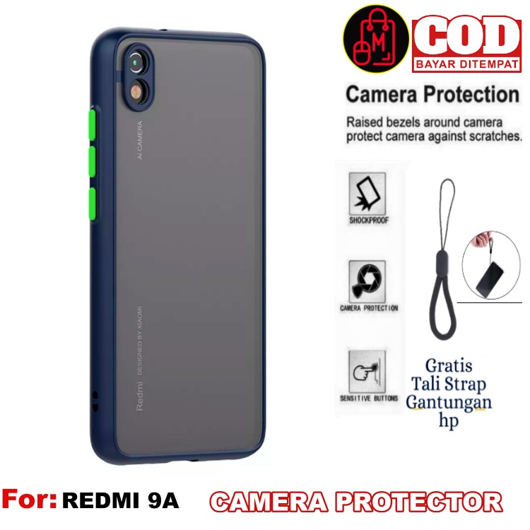 Funda Xiaomi Redmi 9A funda protector de cámara 2 tonos Doft con carcasa de aceite parachoques funda mate correa libre Xiaomi Redmi 9A