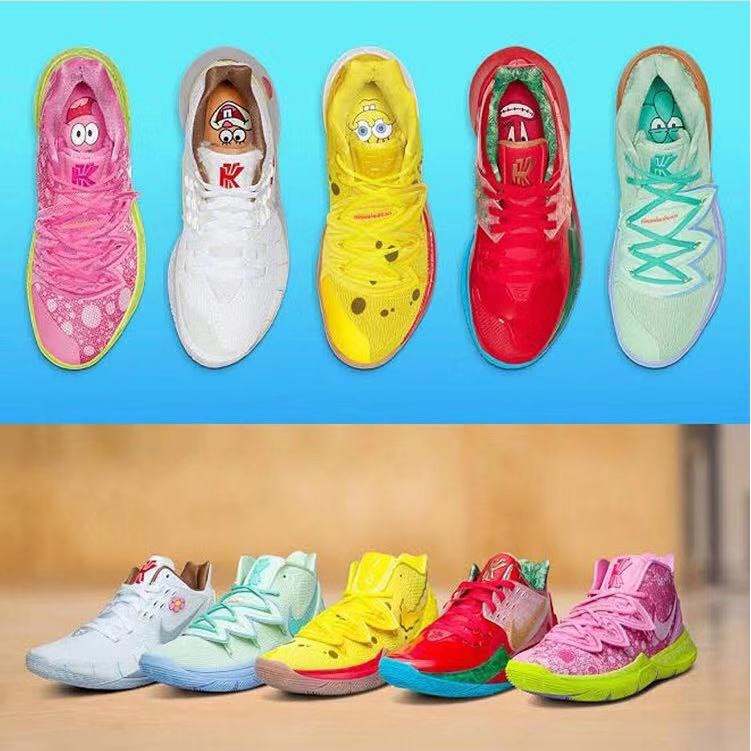 % 100 stock Nike x Bob Esponja Squarepants Kyrie 5 Hombres Zapatos De
