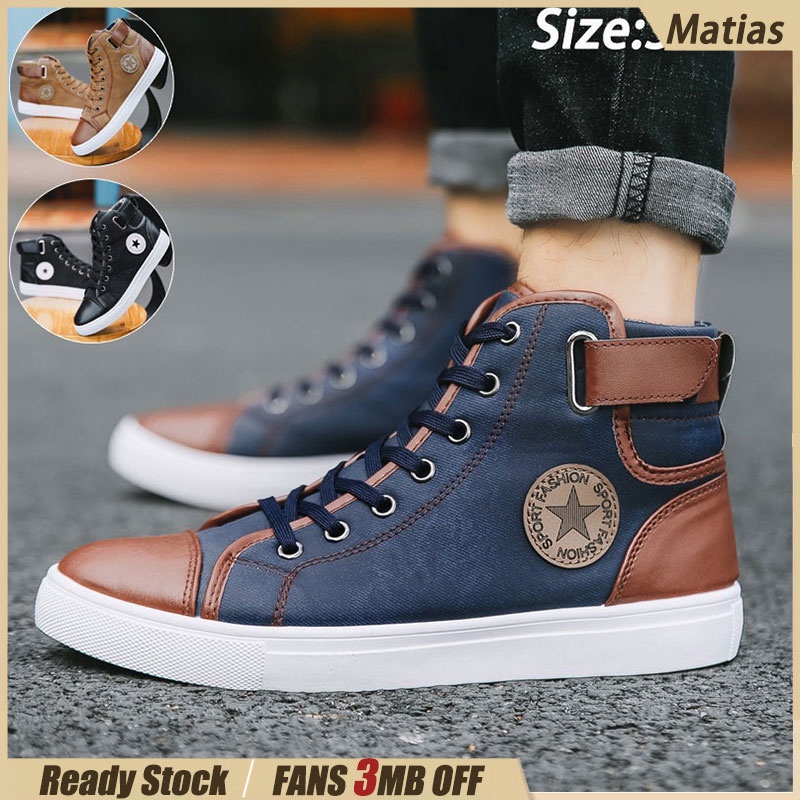 hombre 2022 Nuevo estilo-Zapatos altos para de lona-Estudiante-Moda-high-top shoes | Shopee México