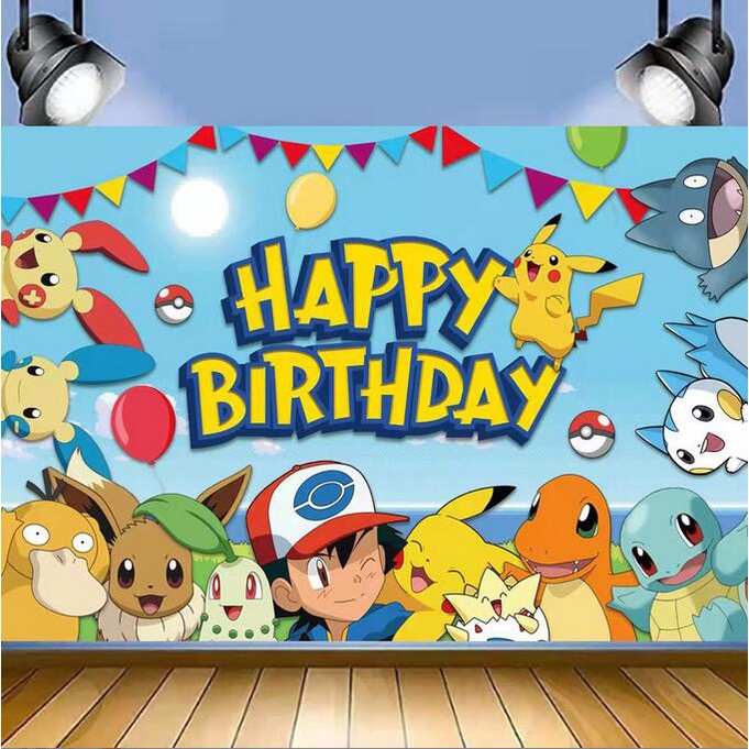 Pokémon Tema Fondos Niños Feliz Fiesta De Cumpleaños Decoración Pikachu  Foto Fondo Bebé Ducha Bandera | Shopee México