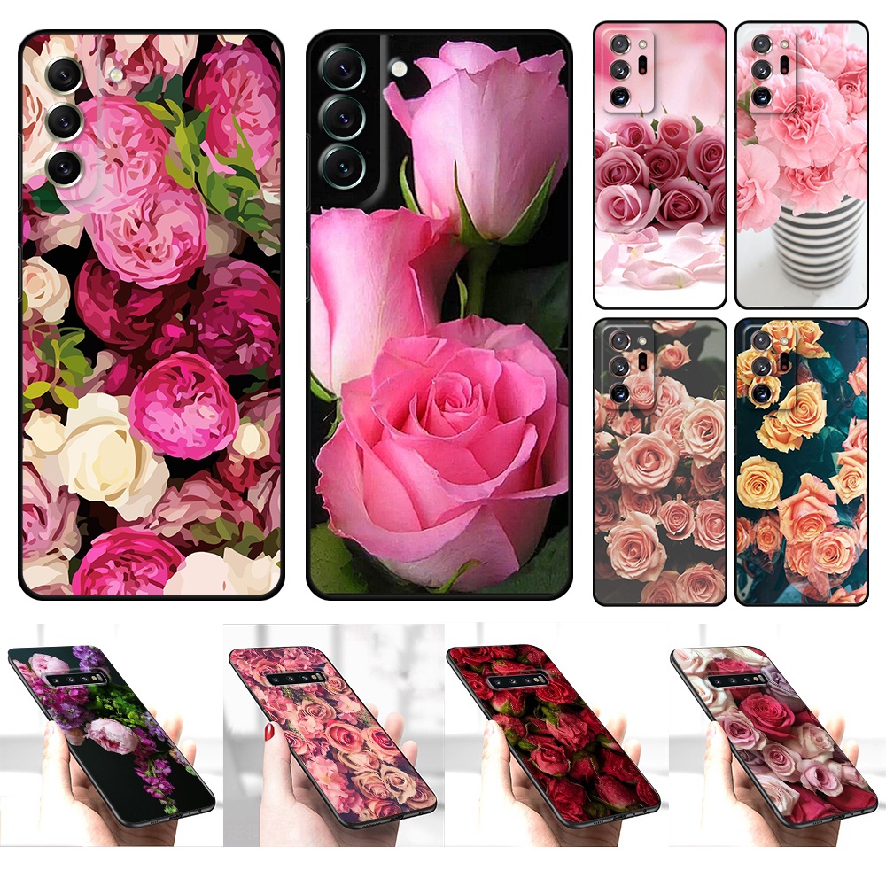 Funda Para Samsung S22 S22Plus S22Ultra Note 20 Ultra Rosa Flor Negra  Silicona | Shopee México