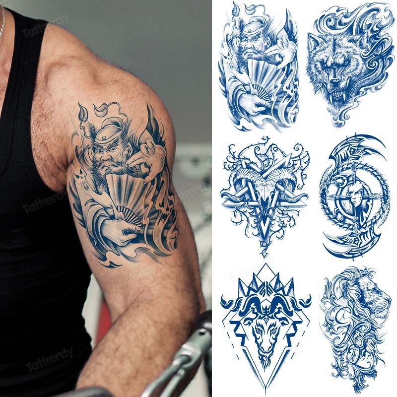 Impermeable Temporal Tatuaje Pegatina Tigre León Lobo Alas Brazo Jugo Tinta  Hipster Hombre Arte Corporal Tatuajes Largo Pasado | Shopee México