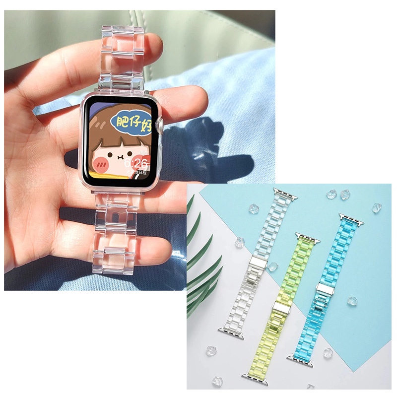 smartwatch correa de pulsera transparente correa de resina transparente transparente para apple watch series 7 6 se 5 4 3 2 1