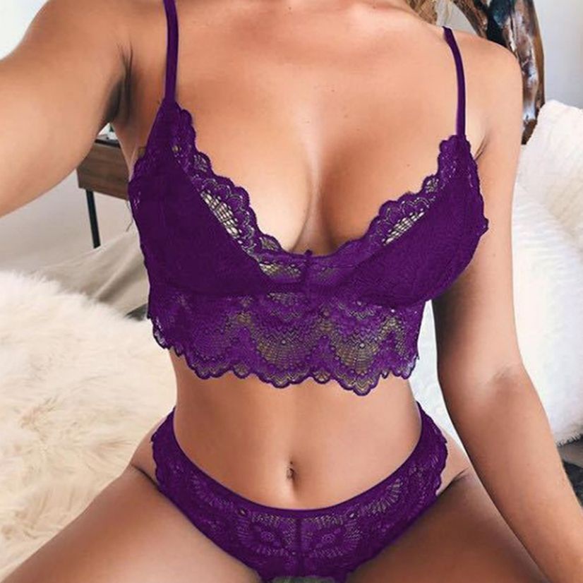 Conjunto De Lencería Sexy De Encaje De Flores Para Mujer/Ropa Interior |  Shopee México