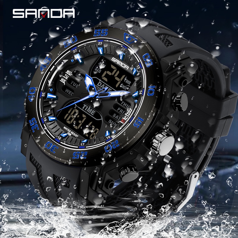 SANDA-reloj deportivo para hombre, cronógrafo Digital LED, resistente al  agua, informal, militar, color blanco - AliExpress