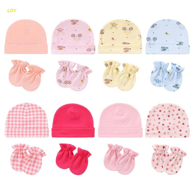 LOV Baby Guantes Algodón Antiarañazos + Conjunto De Sombreros Protección Facial Para Recién Nacido Arañazos Kit De Gorro Caliente Para Bebés | Shopee
