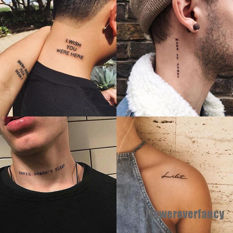 TodayHot] 56Sheet Temporary Tattoo Sticker Black Devil Doesn't Sleep English Letters Tatoo