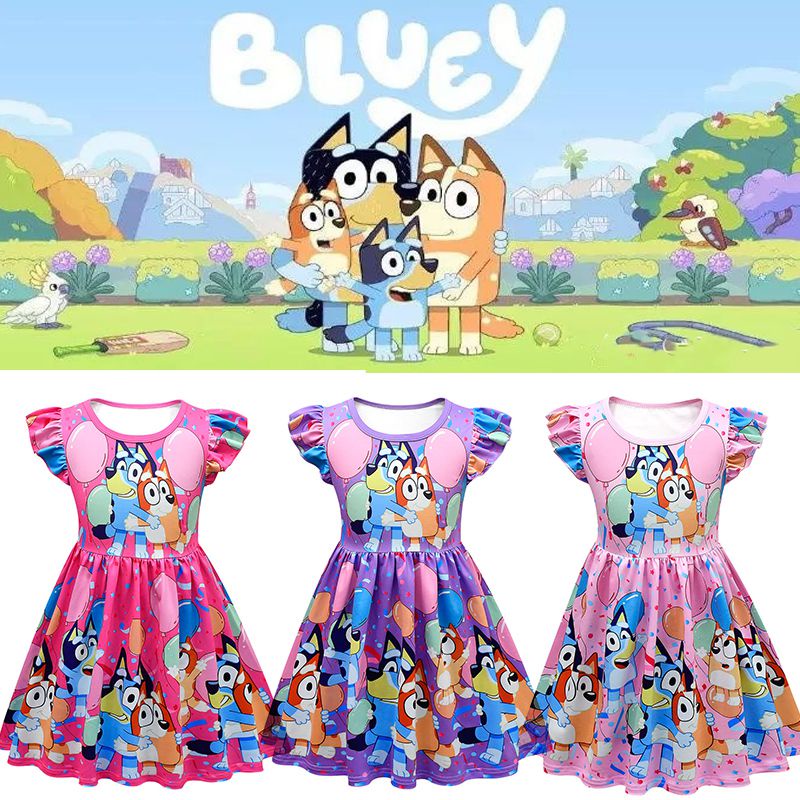 Bluey Bingo Cosplay Vestido Niños Impresión De Dibujos Animados Disfraz Traje De Fiesta De Cumpleaños Falda Bebé Niña Halloween Navidad