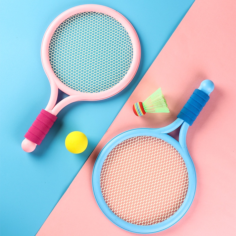 CYNDIE Raquetas de plástico Set Raquetas de tenis Battledores con tenis y bádminton Juguete deportivo para niños Color aleatorio 