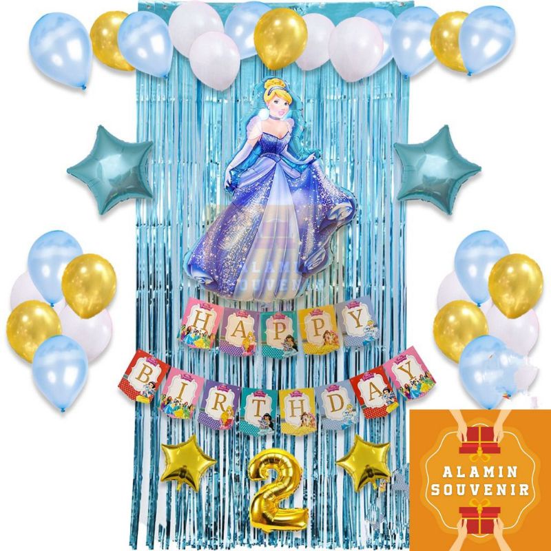 Conjunto de paquete de cumpleaños bandera princesa cortina decoración de  fiesta de cumpleaños | Shopee México