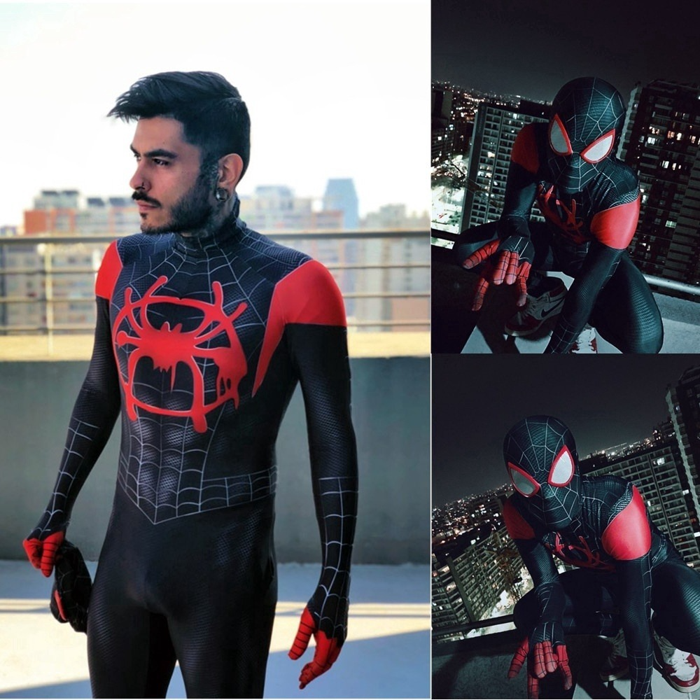 Traje de cosplay de spider-man into the spider verse de alta calidad miles  zentai traje niños adultos | Shopee México