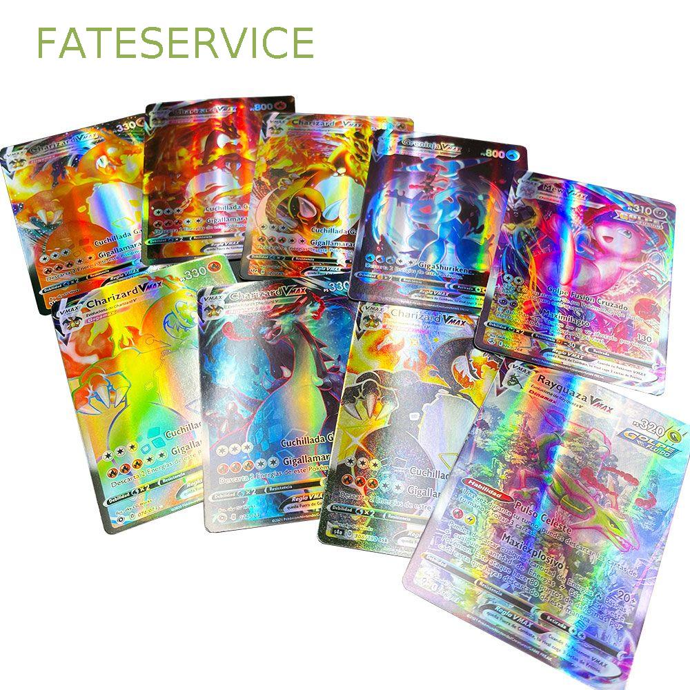 FATESERVICE Energy Equipo Holográfico GX VMAX Entrenador Brillante Cartas Batalla Carte Jugando Pokemon Tarjetas