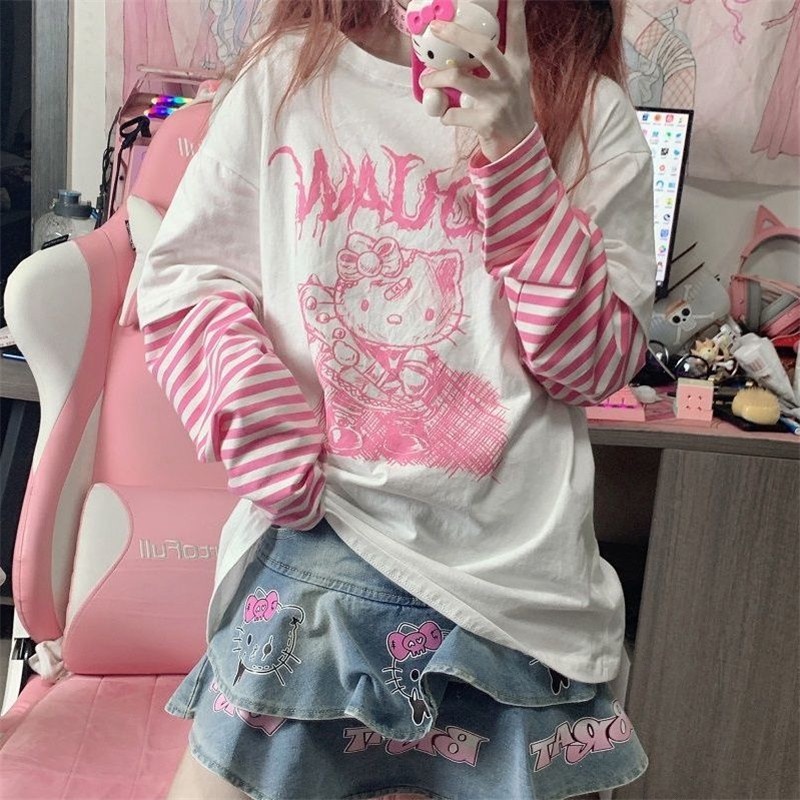 Sanrio Hello Kitty Jk Lolita T-Shirt Kt Verano De Dibujos Animados De Ocio  De Las Mujeres Suelto Lindo Juventud Estudiante Ropa De Niña Regalo |  Shopee México