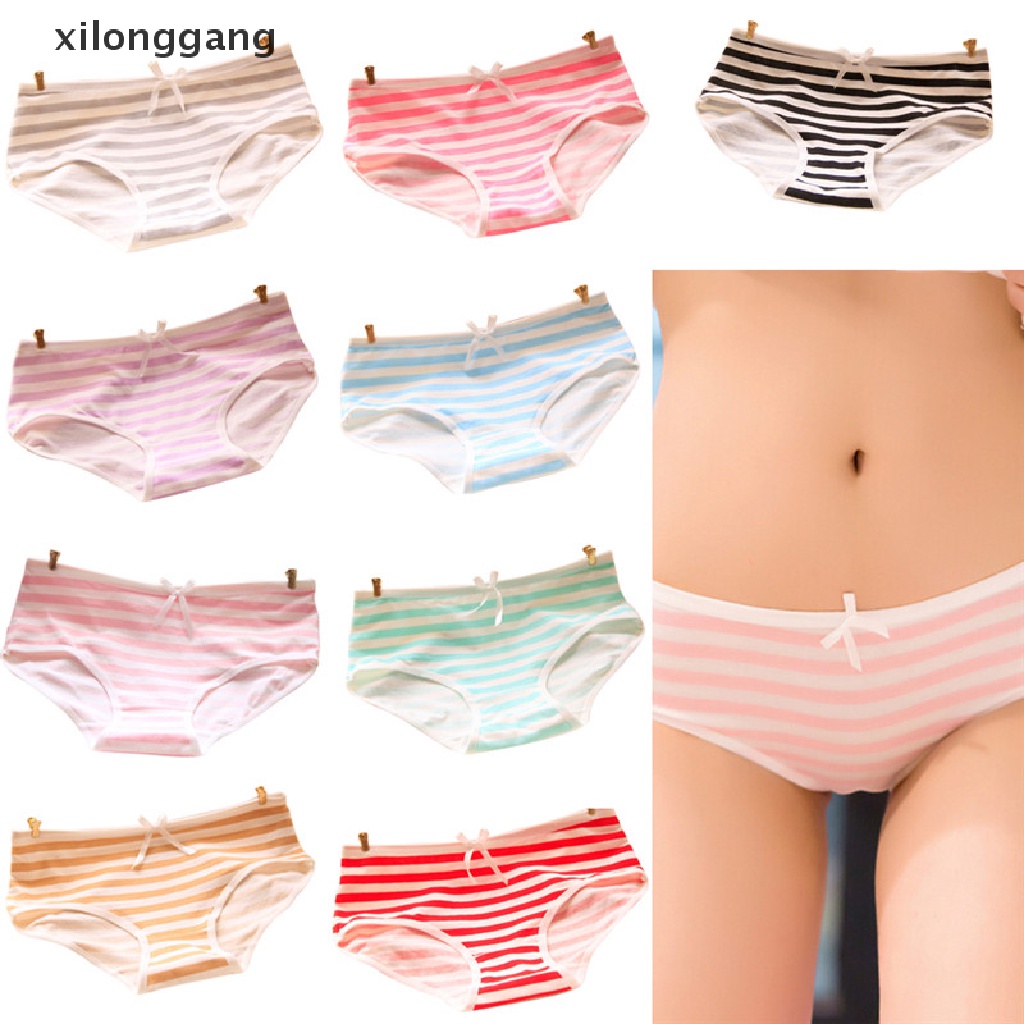 Xilo Bragas De Algodón Con Lazo De Rayas Ropa Interior Linda Para Mujer |  Shopee México