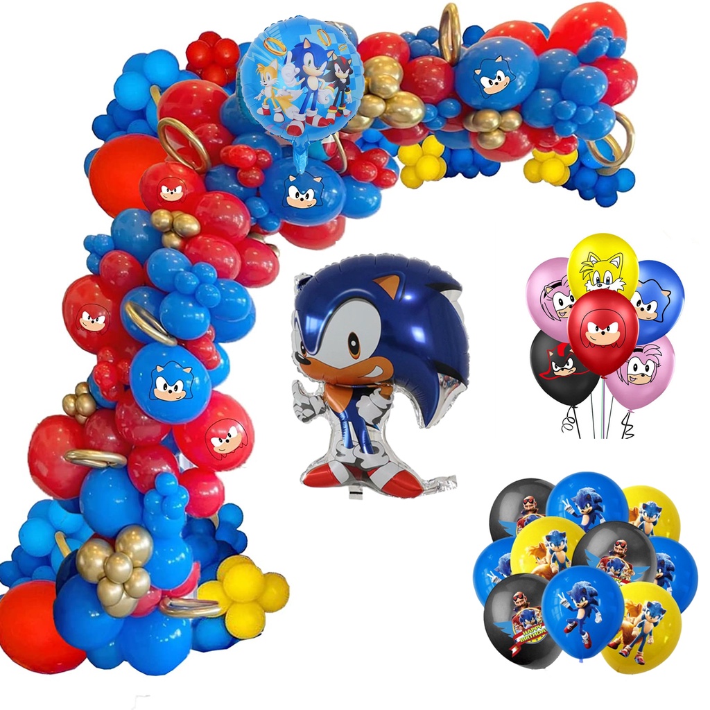 Sonic Cumpleaños Tema Fiesta Decoraciones Globo Guirnalda Conjunto De