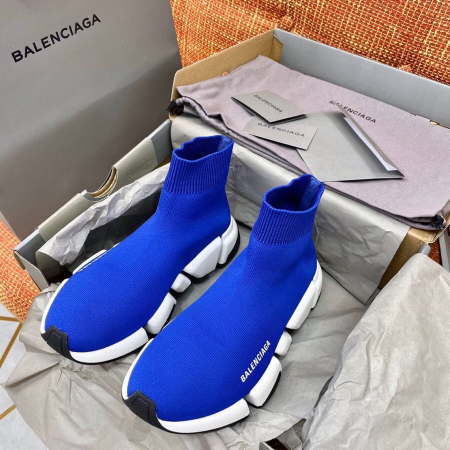 2023ss Balenciaga Azul Señoras Velocidad 2.0 Altos Hombres Zapatos De Tenis Zapatillas Calcetines