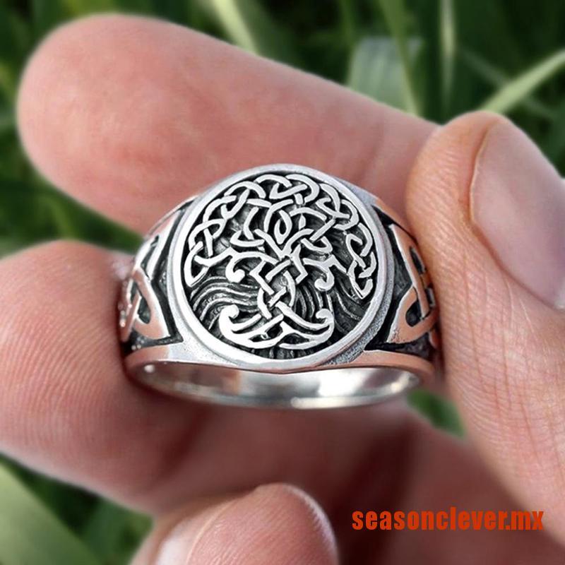 sonver anillo vikingo árbol vida celtics knotwork joyería de acero inoxidable para | Shopee México