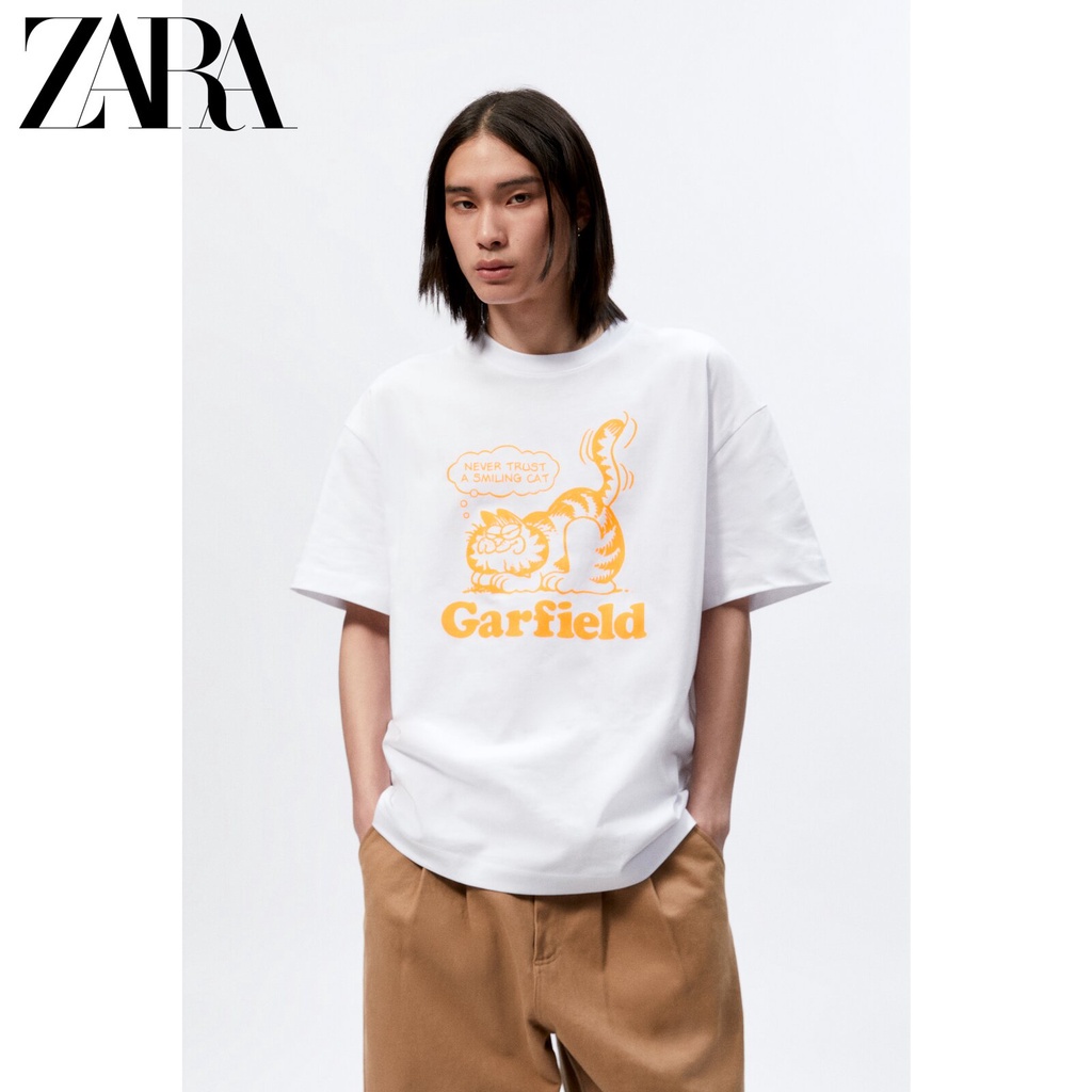 Garfield ZARA-Camiseta Algodón De Manga Corta Para Hombre | Shopee