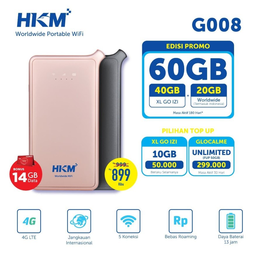 Hkm G008 Mifi 4g Lte Unlock Free Xl Go Izi 40gb Y Roaming Shopee Mexico