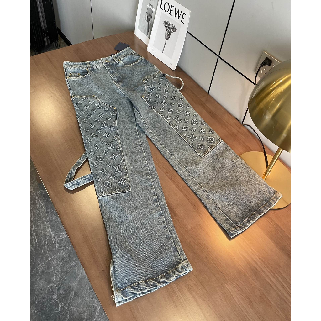 Louis Vuitton LV hot diamond jeans Hombres s 2022 Otoño E Invierno Nuevo  Moda Marca Estrellada Tendencia Delgada Pantalones Rectos Ancho l