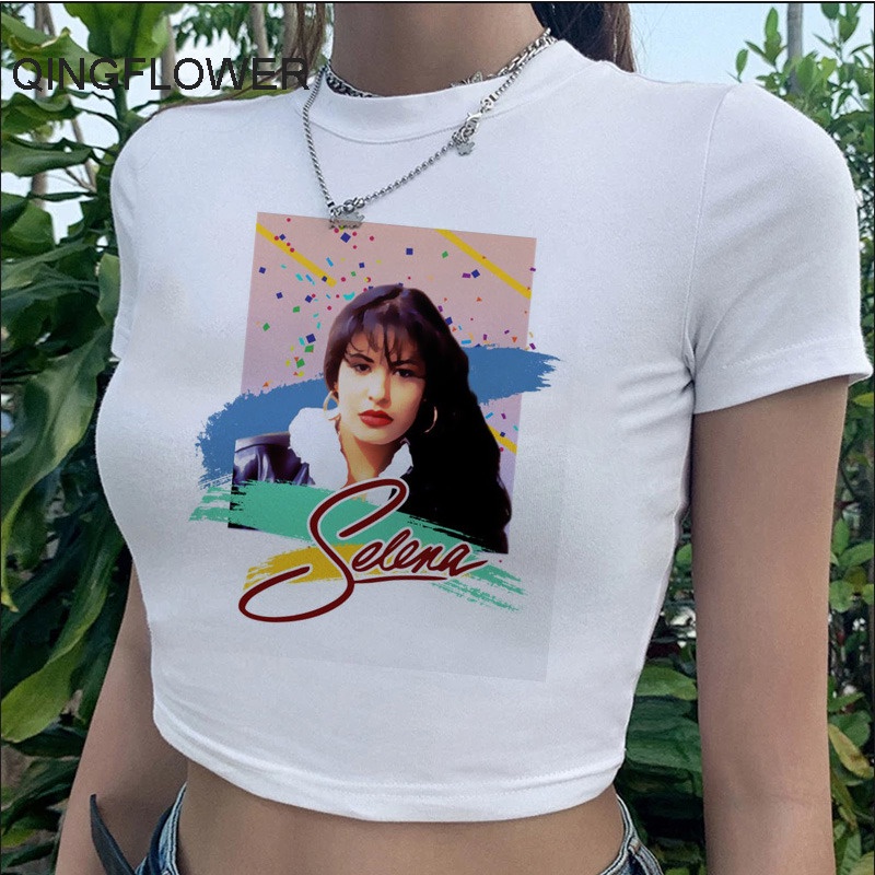 Selena Quintanilla Ropa Mujer Gráfico tees Impresión Blanco y2k grunge  Camiseta crop top Estética | Shopee México