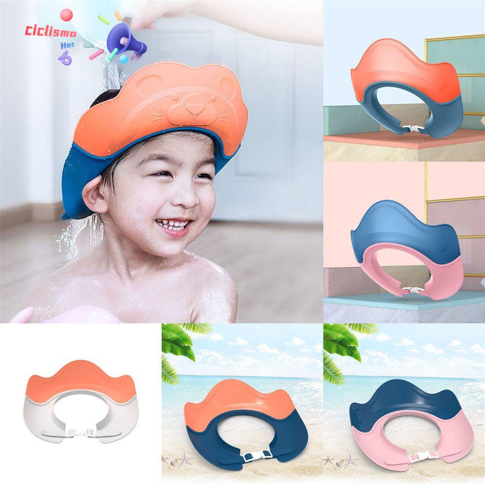 Azul sombrero para niños niños protección ocular Gorro elástico para lavar con champú para niños paño suave impermeable para baño bebés ducha 