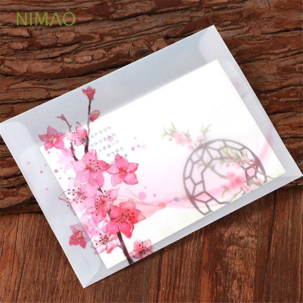 Nimao 10pcs Vintage Peach Blossom Envelope Translucent Artificial Parchment Sulfuric Acid Paper Cute School Supplies Stationery Card Cover Invitation Bag Letter Organizer Shopee Mexico