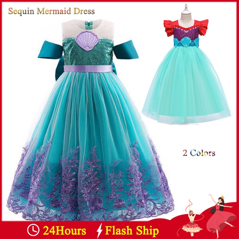 sirena ariel princesa vestido niña moda niña carnaval fiesta de cumpleaños  ropa | Shopee México