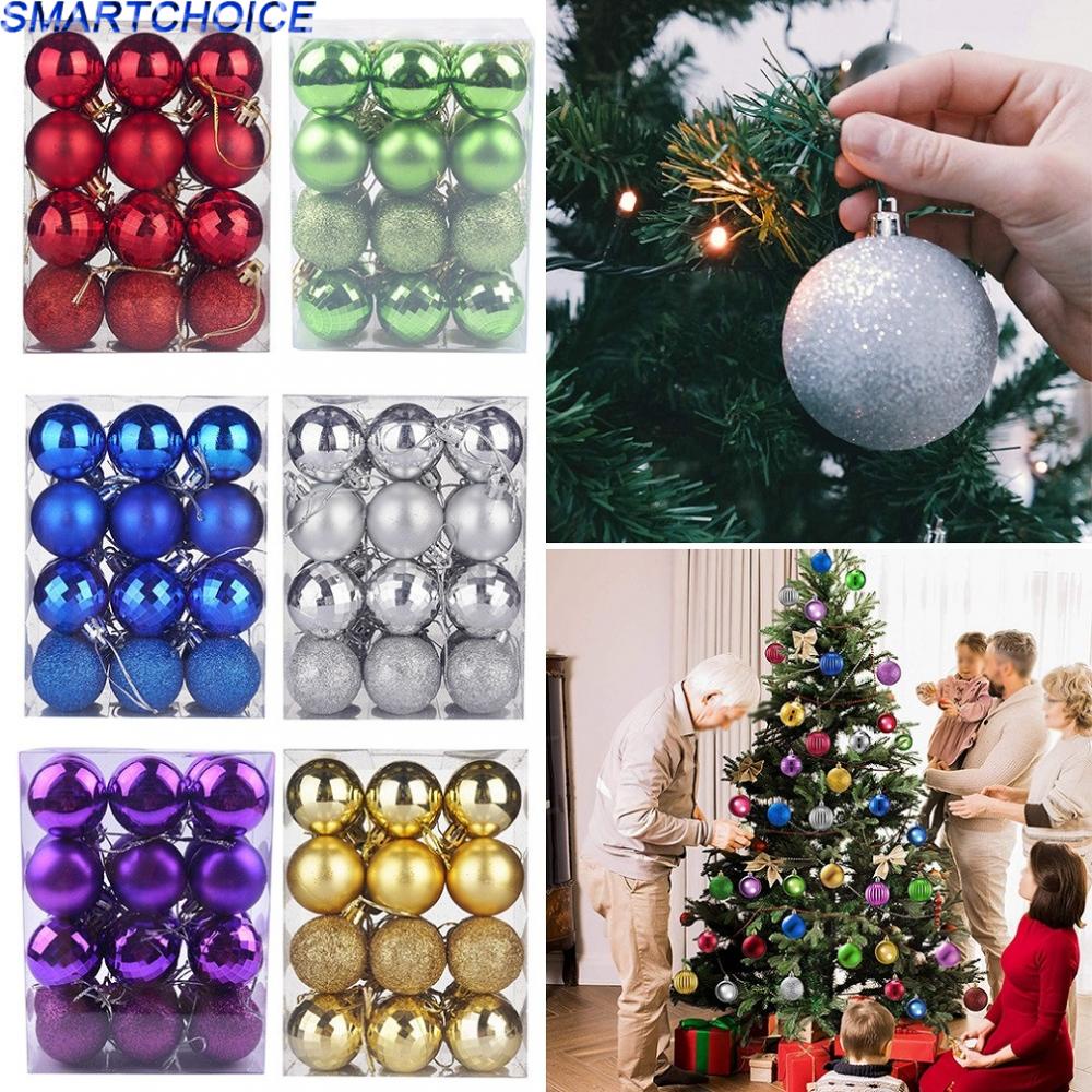sfesnid 24 Piezas Bolas de Navidad de 6cm Pintado Adornos Navideños para Arbol Decoración de Bolas de Navidad Inastillable Plástico Regalos de Colgantes de Navidad Oro 