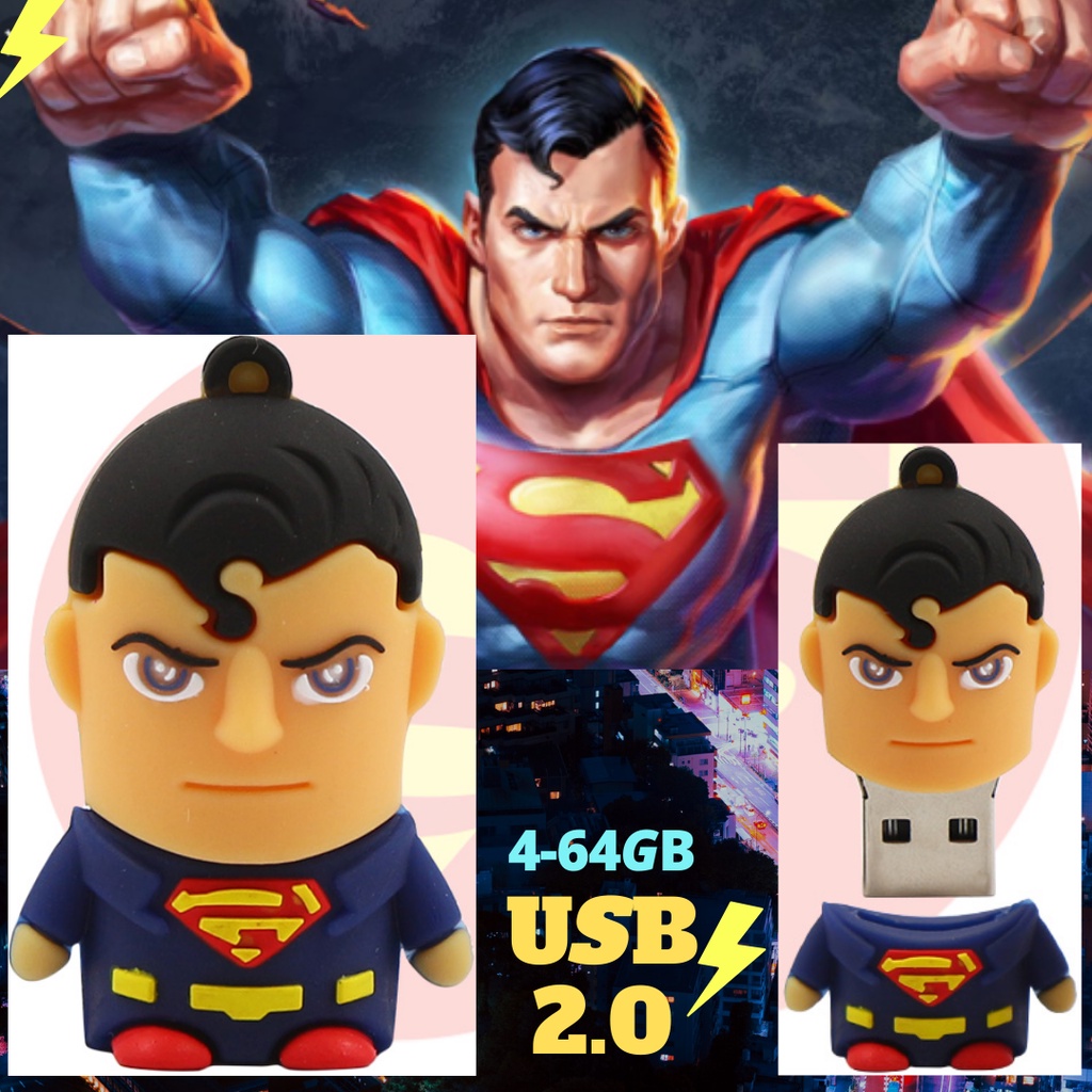 Pendrive de dibujos animados 1GB 8GB 16GB 32GB 64GB 128GB Superman memoria  Flash Drive de almacenamiento de 128GB superhéroe USB  | Shopee México